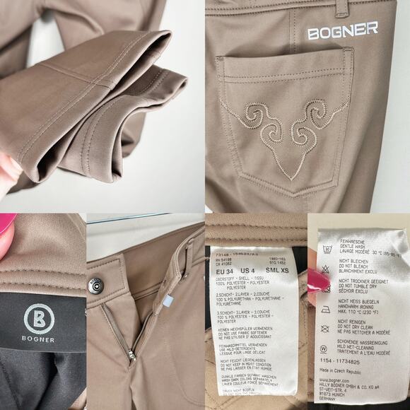 NWOT Bogner Gele Tan Khaki Mid Rise Embroidered Slim Straight Leg Golf Pants 4 - Picture 12 of 16